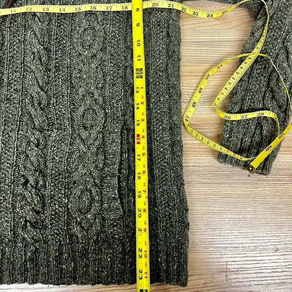 VTG Ralph Lauren Green Wool Fisherman Hand Knit 1/4 Zip Sweater Mens Size Large - Picture 7 of 9